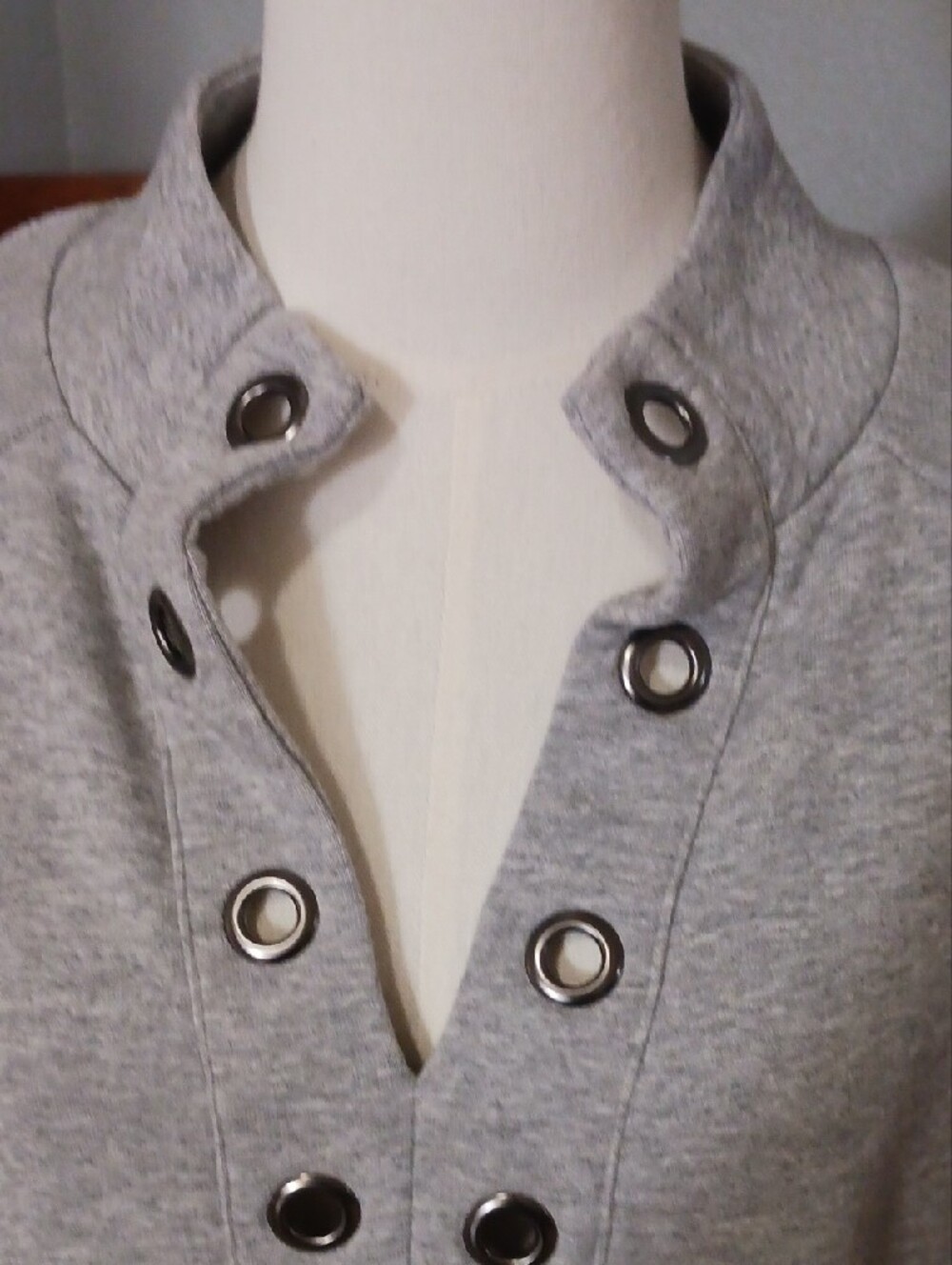 Belldini Light Gray Grommet-Front Pullover Hoodie - Picture 3 of 15